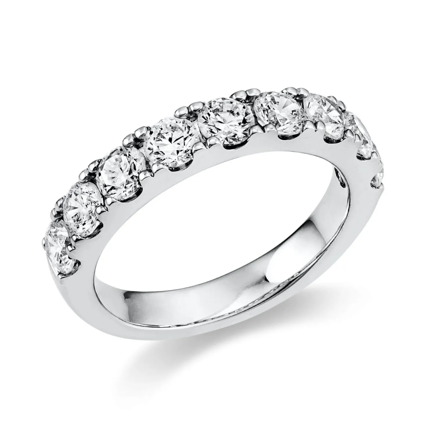 Halb-Memoire Ring aus 750 Gold Weißgold 9 Brillanten 1,5ct TW-SI B:3,6mm