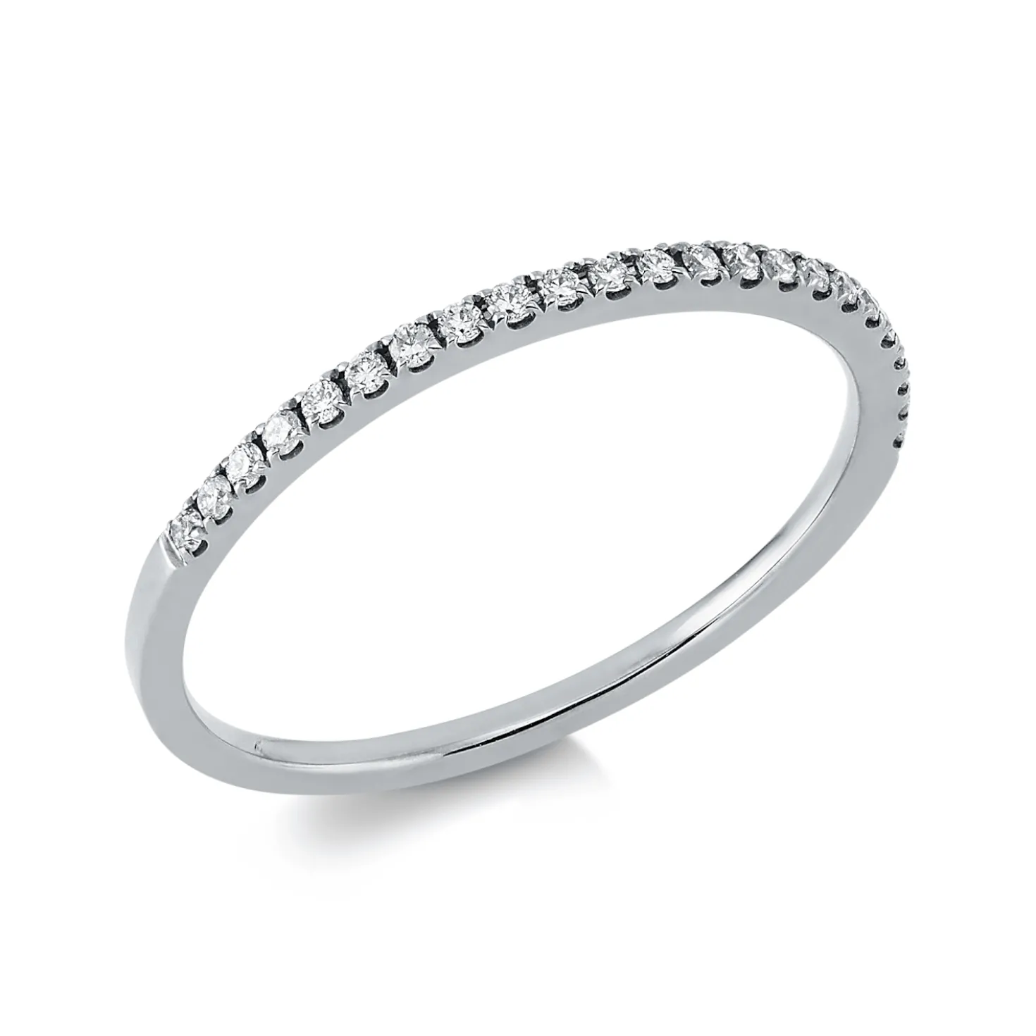 Halb-Memoire Ring aus 750 Gold Weißgold 23 Brillanten 0,1ct TW-SI B:1mm