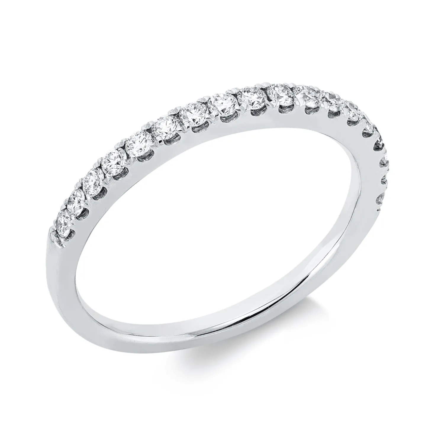 Halb-Memoire Ring aus 750 Gold Weißgold 18 Brillanten 0,33ct TW-SI B:2mm