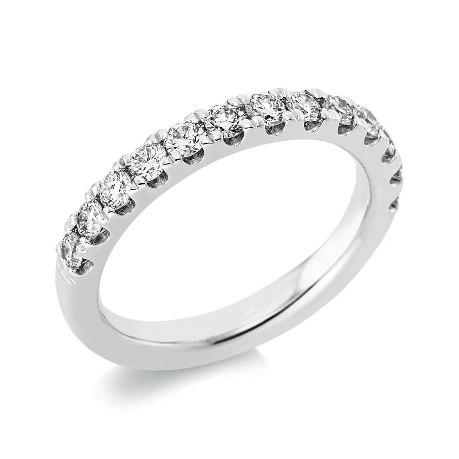 Halb-Memoire Ring aus 585 Gold Weißgold 13 Brillanten 0,76ct TW-SI B:3mm