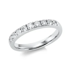 Halb-Memoire Ring aus 750 Gold Weißgold 9 Brillanten 0,5ct TW-SI B:3,2mm