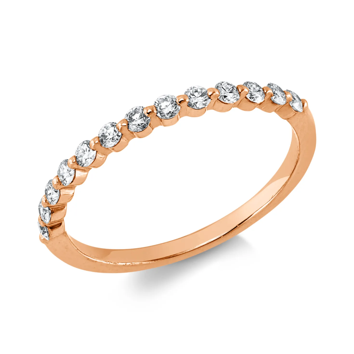 Halb-Memoire Ring aus 750 Rotgold 13 Brillanten 0,28ct TW-VSI/SI B:1,8mm