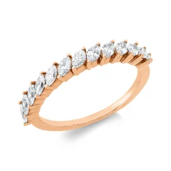 Halb-Memoire Ring aus 750 Rotgold 13 Diamanten Navette-Schliff 0,7ct TW-SI B:3,2mm