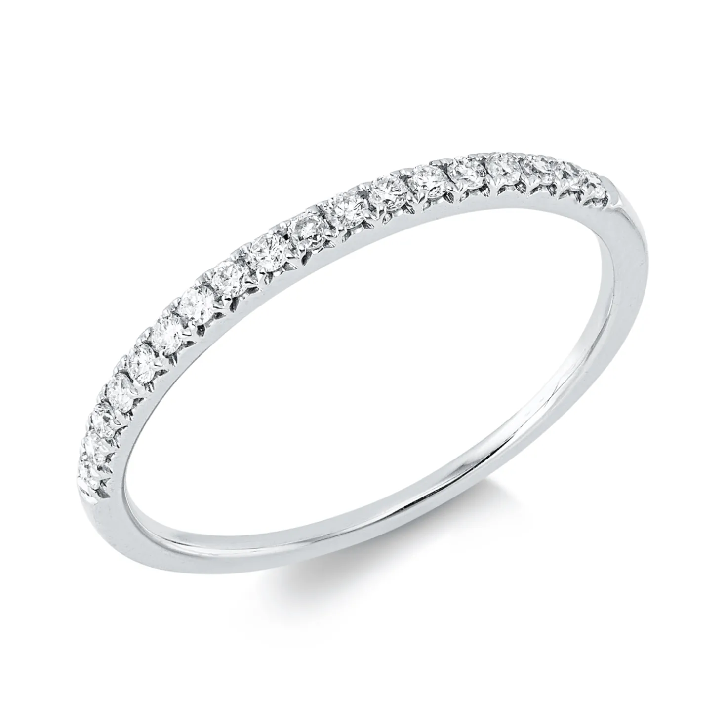 Halb-Memoire Ring aus 750 Weißgold 18 Brillanten 0,16ct J-PI B:1,5mm