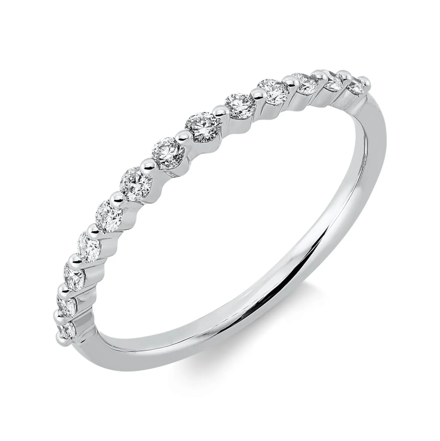 Halb-Memoire Ring aus 750 Weißgold 13 Brillanten 0,23ct TW-PI B:1,7mm