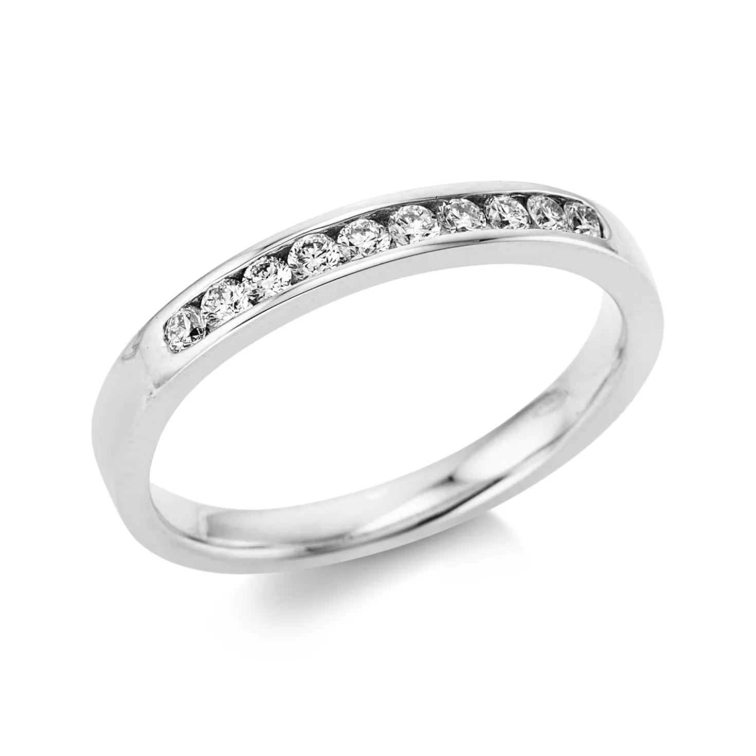 Halb-Memoire Ring aus 750 Weißgold 10 Brillanten 0,21ct TW-SI B:2,7mm