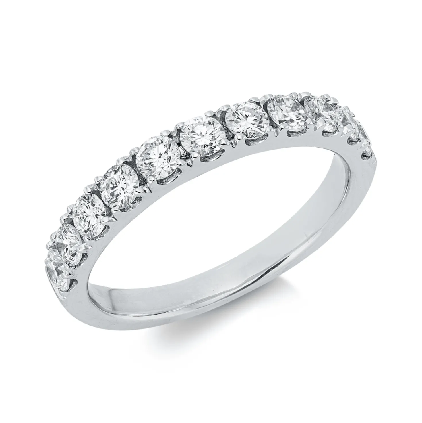 Halb-Memoire Ring aus 750 Weißgold 11 Brillanten 0,81ct TW-SI B:2,8mm