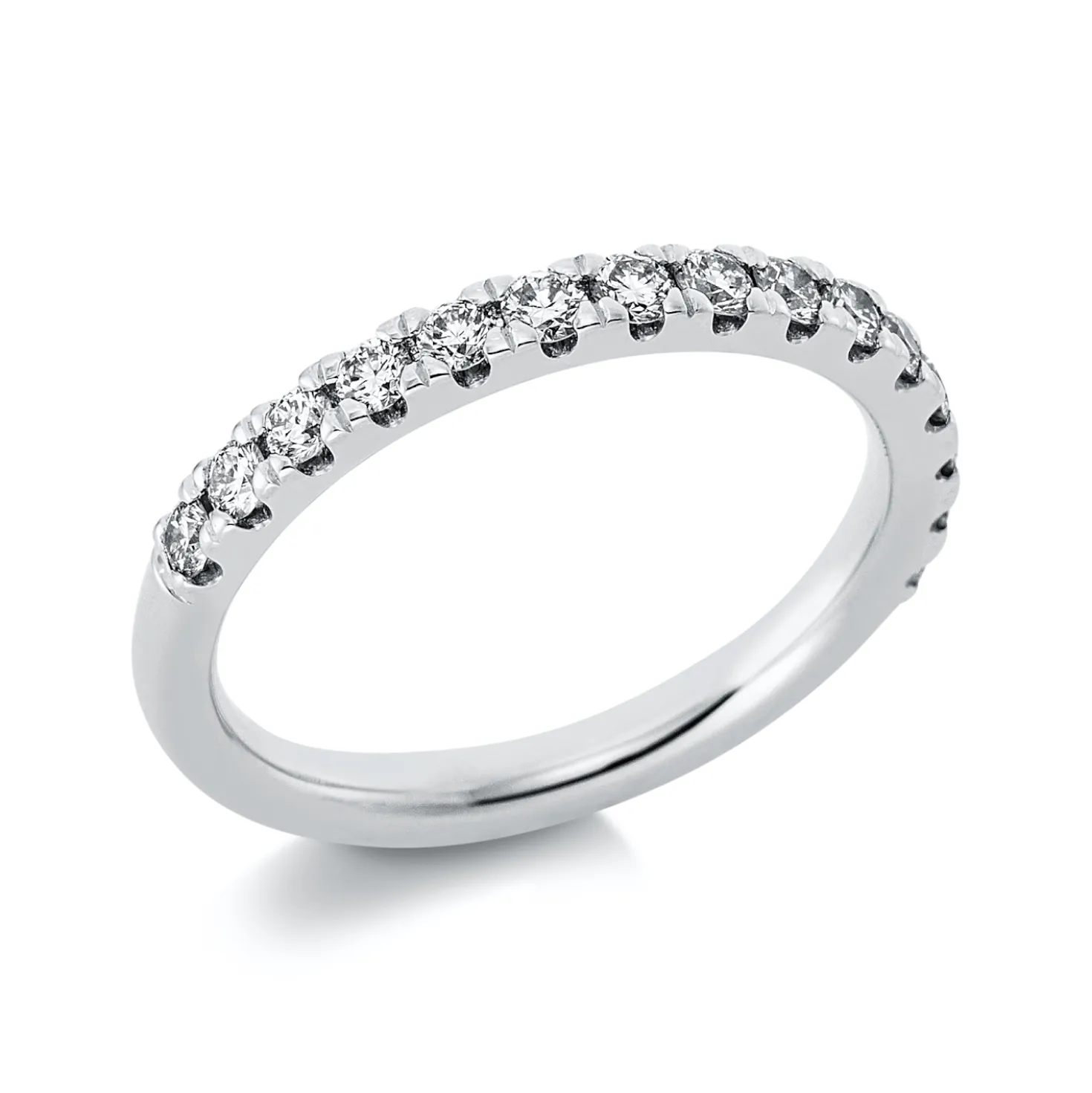 Halb-Memoire Ring aus 750 Weißgold 15 Brillanten 0,52ct TW-SI B:2,5mm