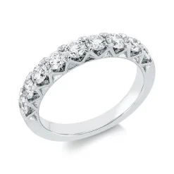 Halb-Memoire Ring aus 750 Weißgold 9 Brillanten 1,07ct TW-SI B:3,3mm