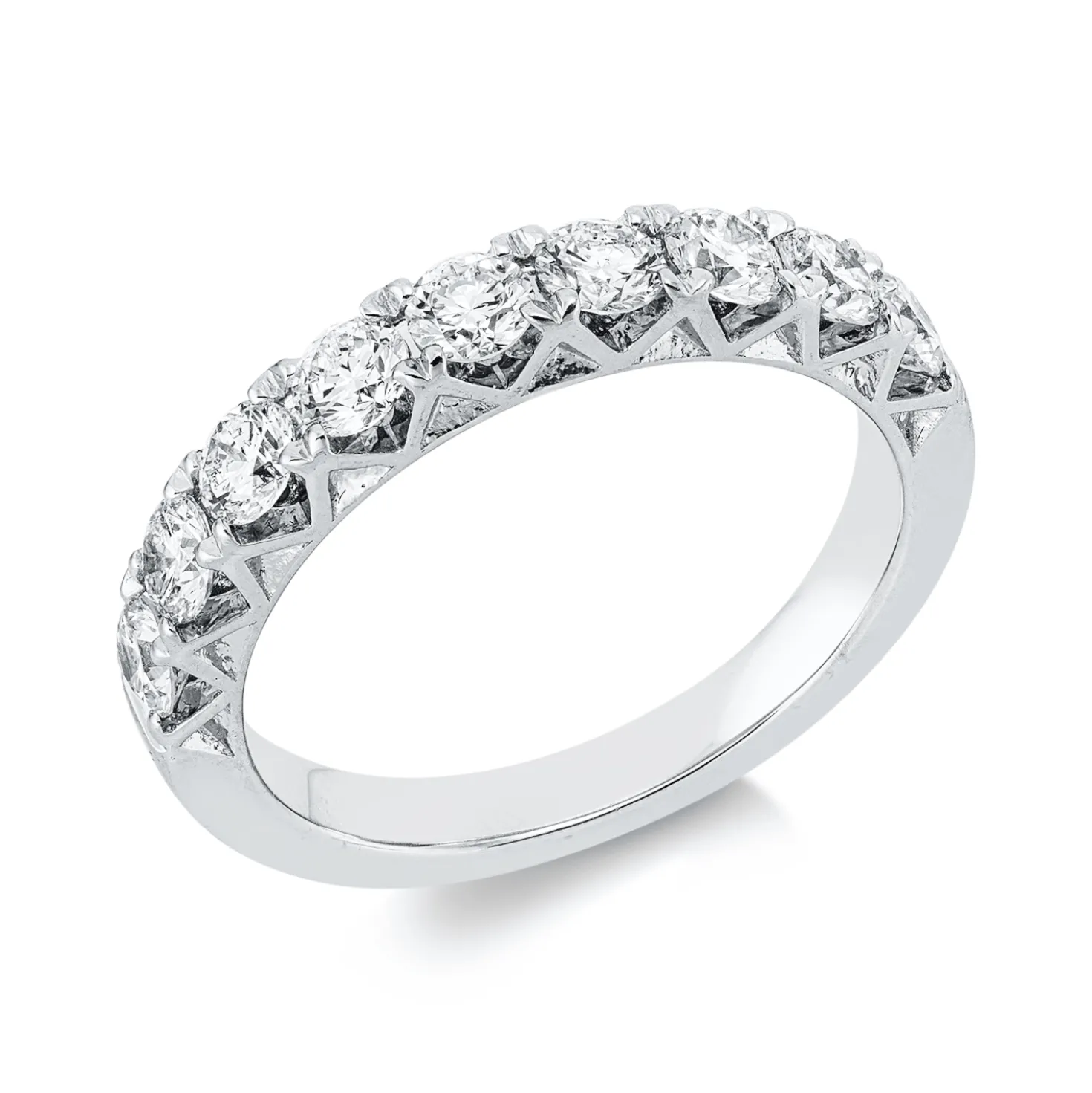 Halb-Memoire Ring aus 750 Weißgold 9 Brillanten 1,07ct TW-SI B:3,3mm