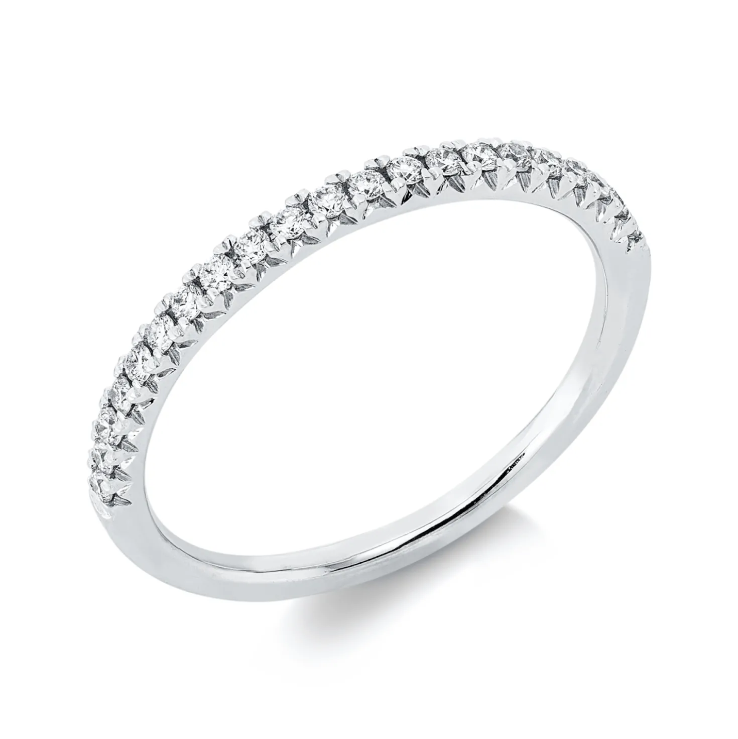 Halb-Memoire Ring aus 750 Weißgold 21 Brillanten 0,18ct TW-SI B:1,8mm