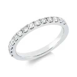 Halb-Memoire Ring aus 750 Weißgold 14 Brillanten 0,45ct TW-SI B:2,2mm