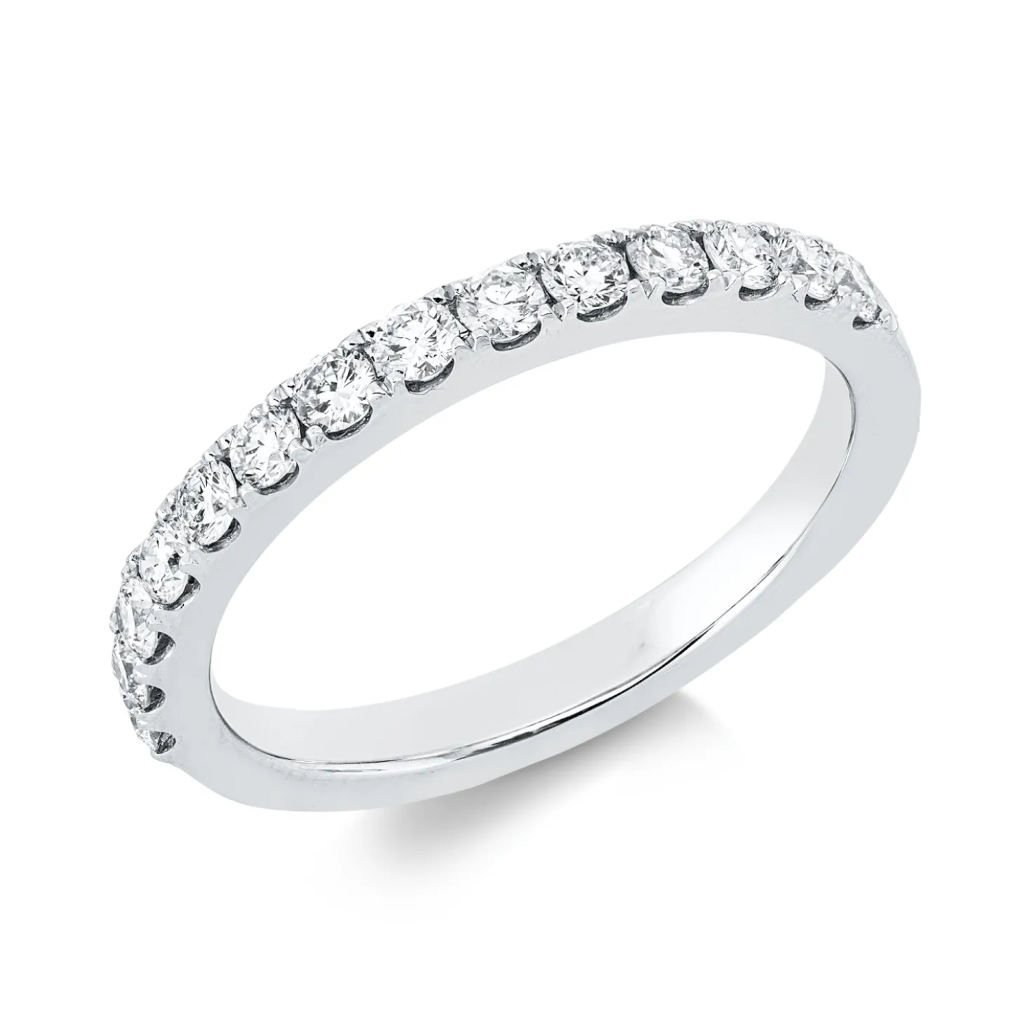 Halb-Memoire Ring aus 750 Weißgold 14 Brillanten 0,45ct TW-SI B:2,2mm