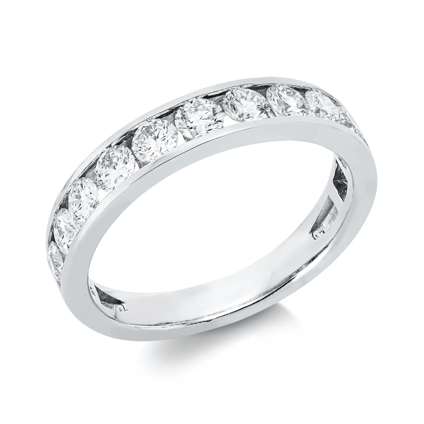 Halb-Memoire Ring aus 750 Weißgold 11 Brillanten 1,02ct TW-SI B:3,9mm