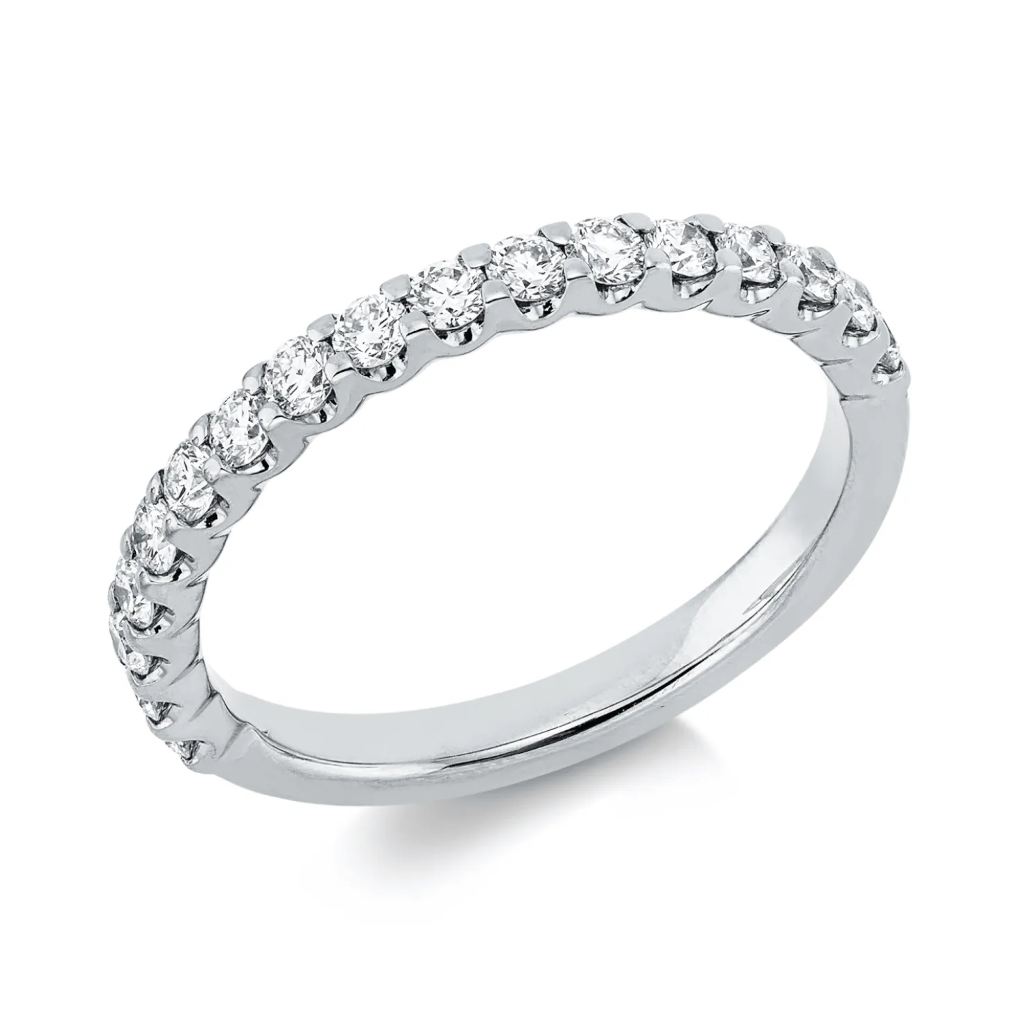 Halb-Memoire Ring aus 750 Weißgold 17 Brillanten 0,52ct TW-SI B:2,4mm
