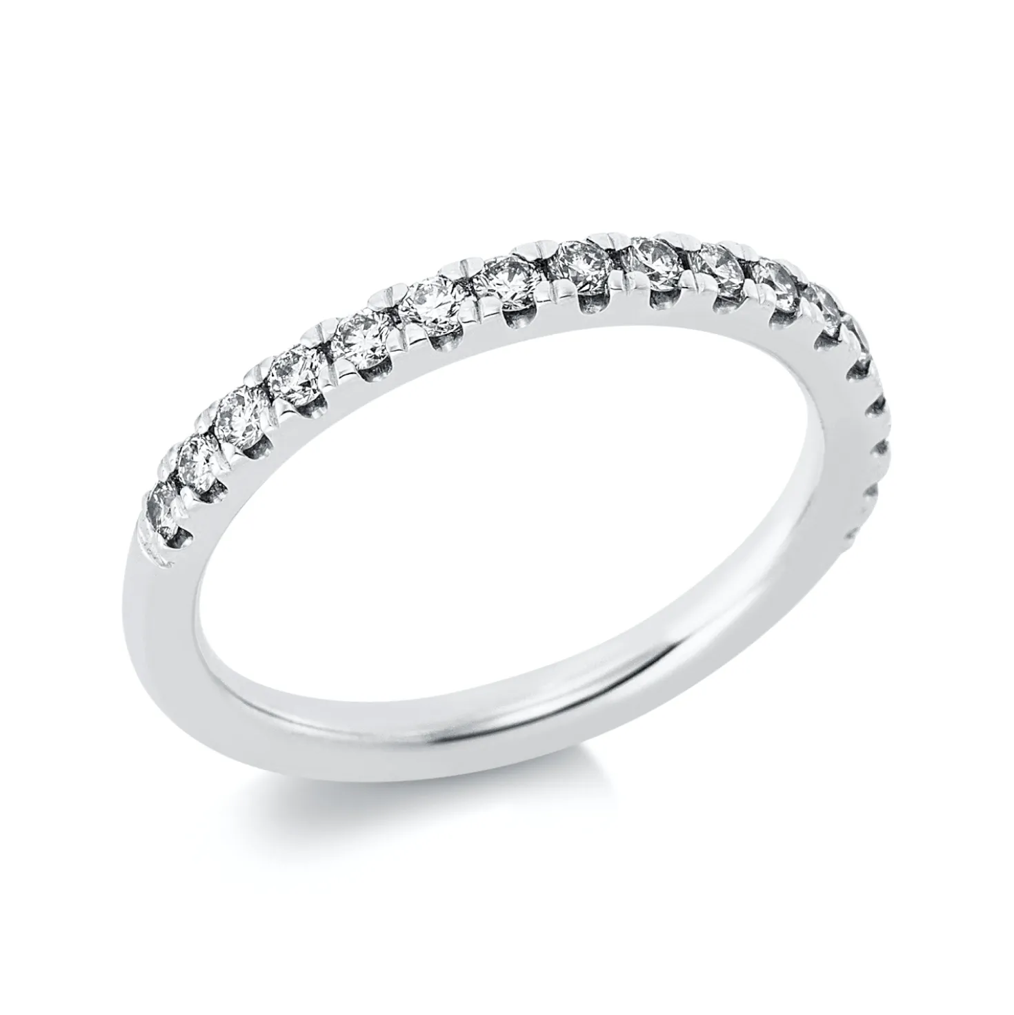 Halb-Memoire Ring aus 750 Weißgold 17 Brillanten 0,39ct TW-SI B:2,3mm