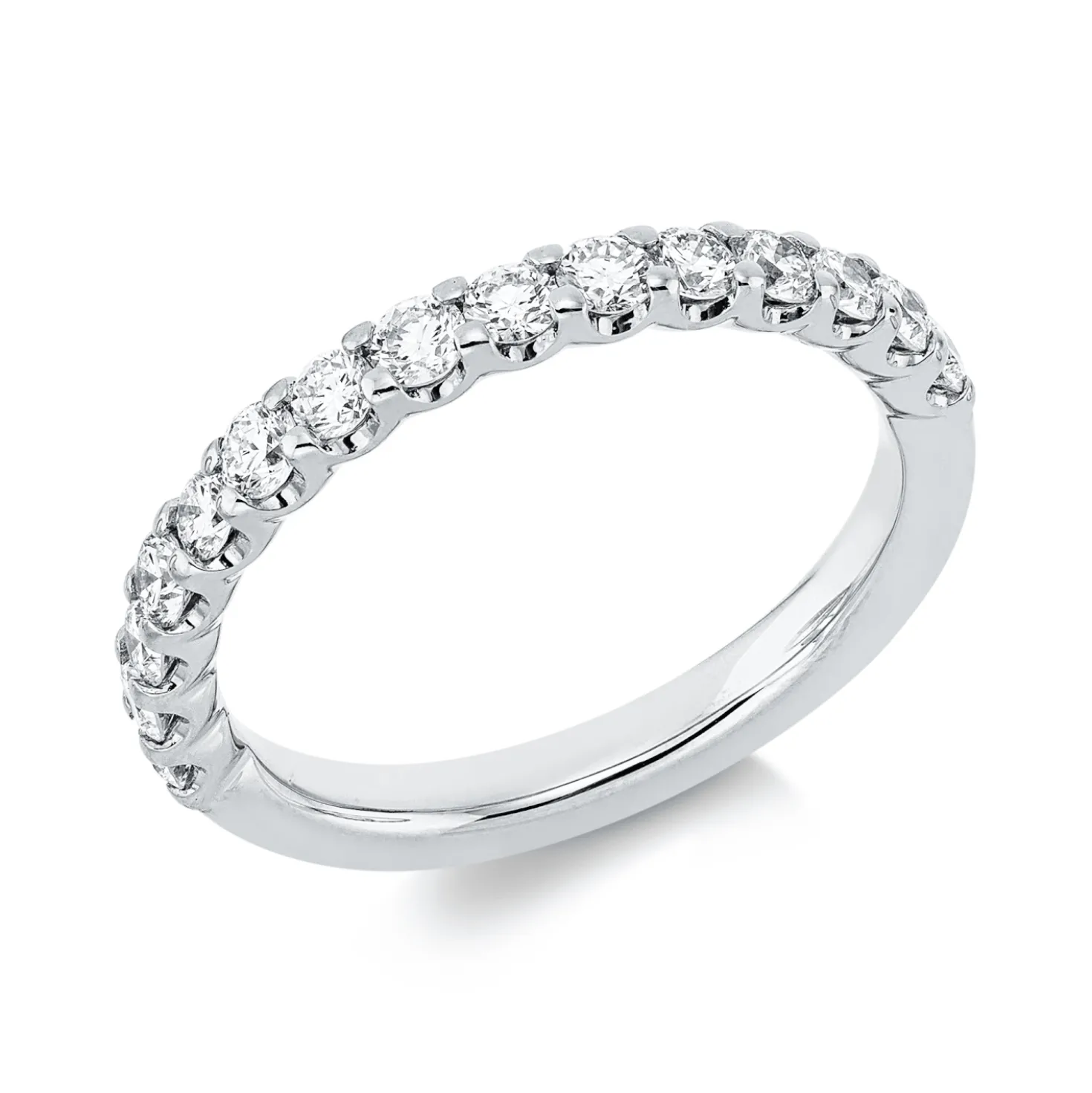 Halb-Memoire Ring aus 750 Weißgold 15 Brillanten 0,7ct TW-SI B:2,5mm
