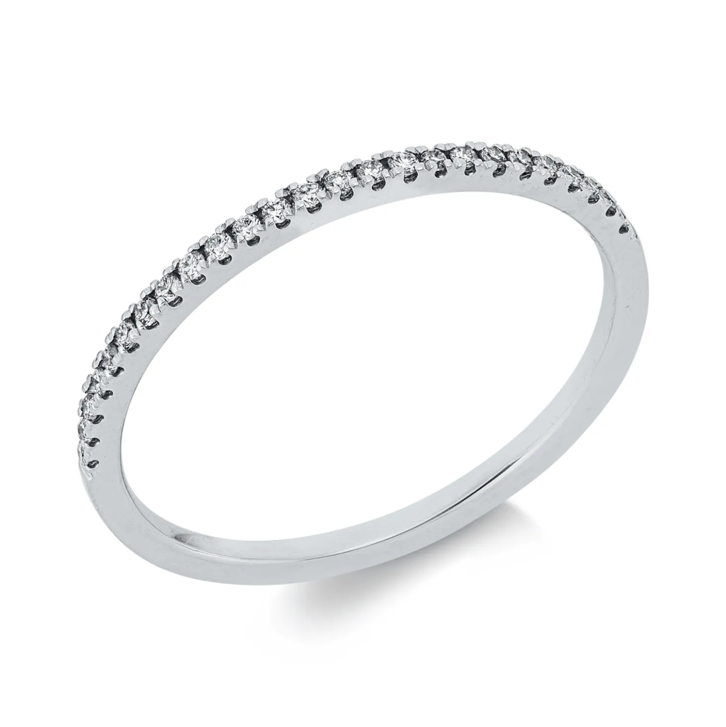 Halb-Memoire Ring aus 750 Weißgold 25 Brillanten 0,1ct TW-SI B:1,3mm