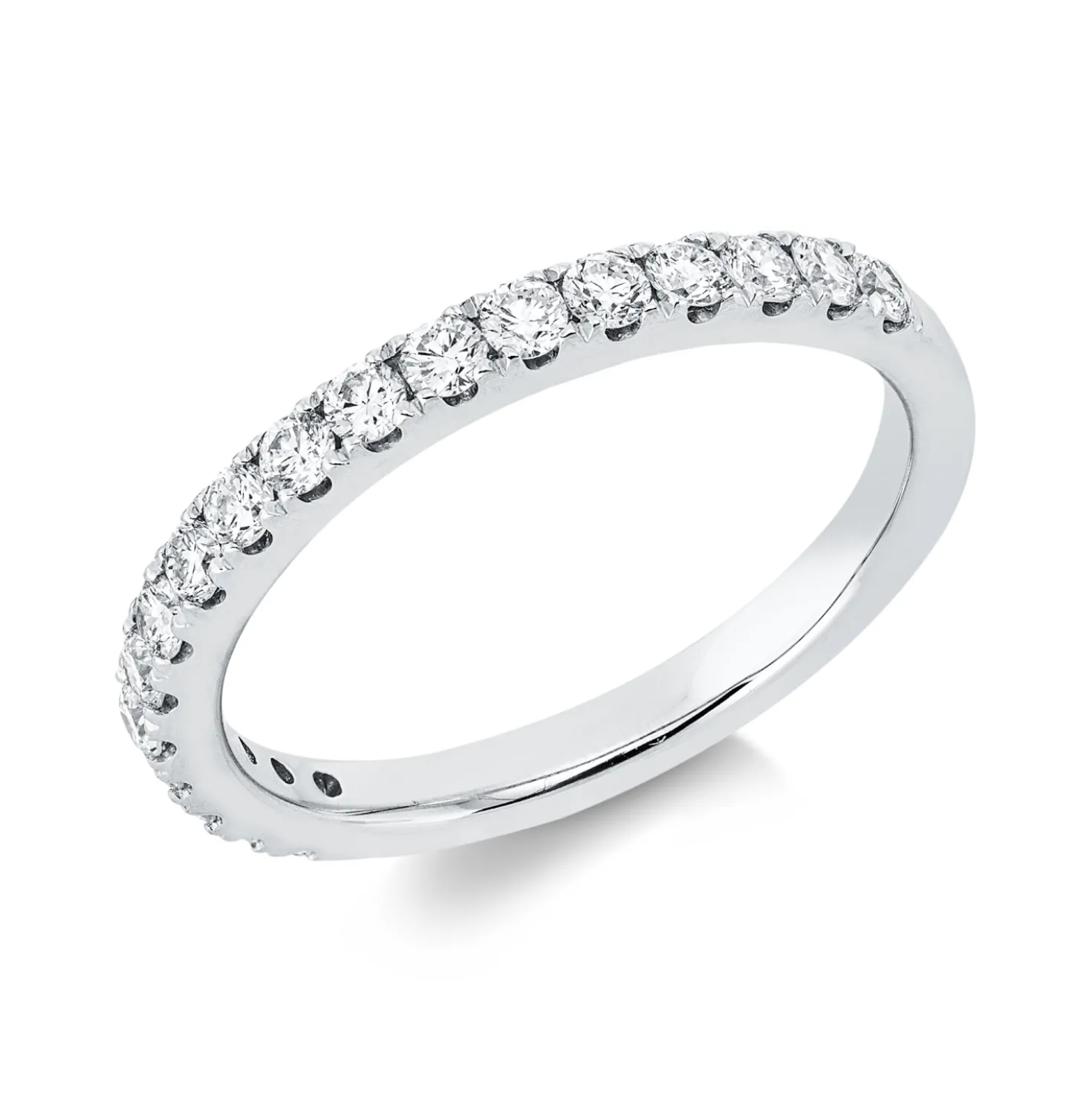 Halb-Memoire Ring aus 750 Weißgold 18 Brillanten 0,45ct TW-SI B:2,2mm