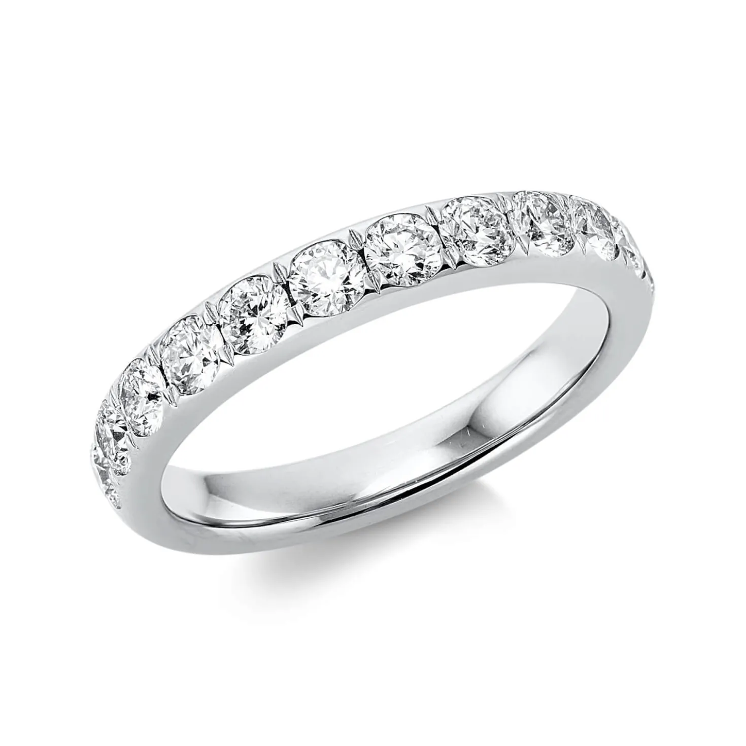 Halb-Memoire Ring aus 750 Weißgold 12 Brillanten 0,96ct TW-SI B:3,4mm