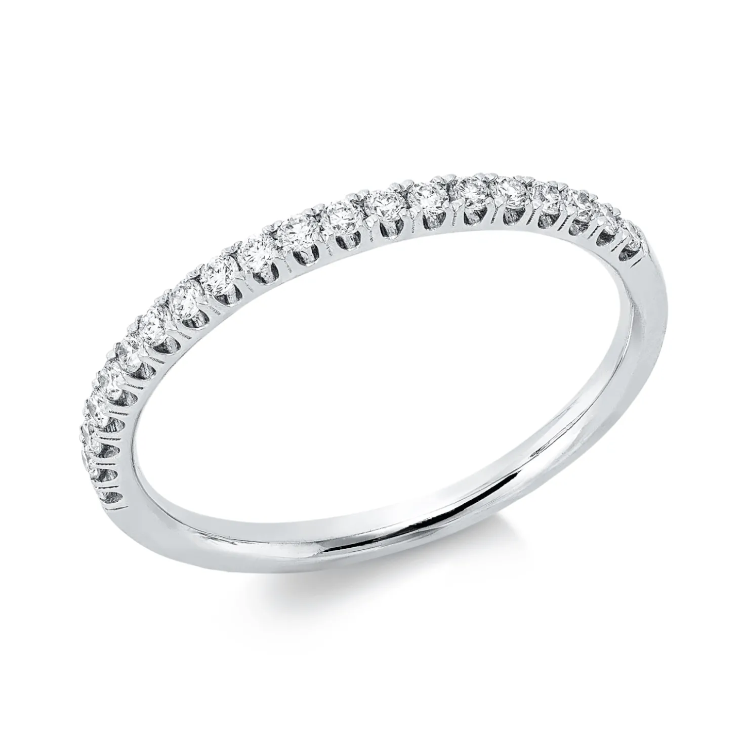 Halb-Memoire Ring aus 750 Weißgold 20 Brillanten 0,22ct TW-SI B:1,8mm