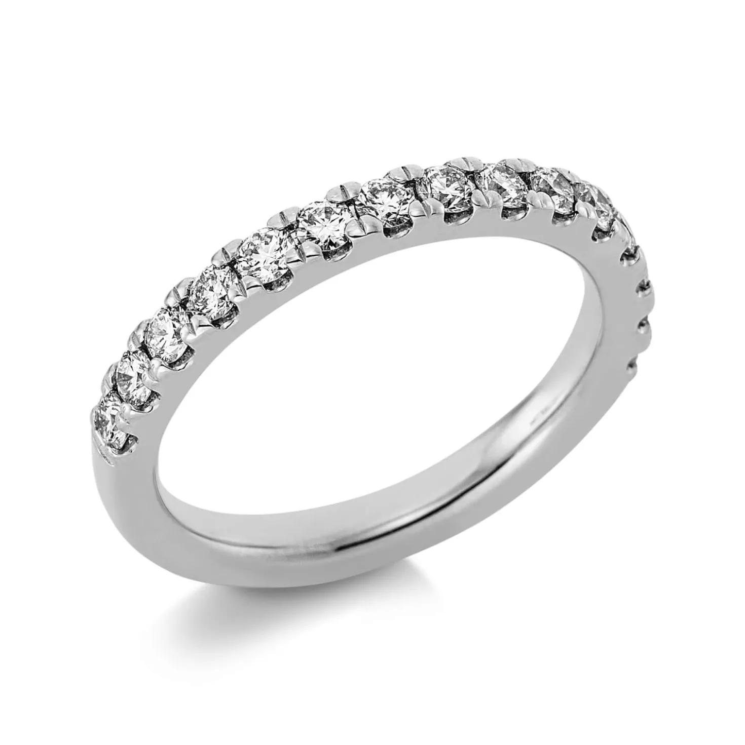 Halb-Memoire Ring aus 750 Weißgold 15 Brillanten 0,59ct TW-SI B:2,7mm