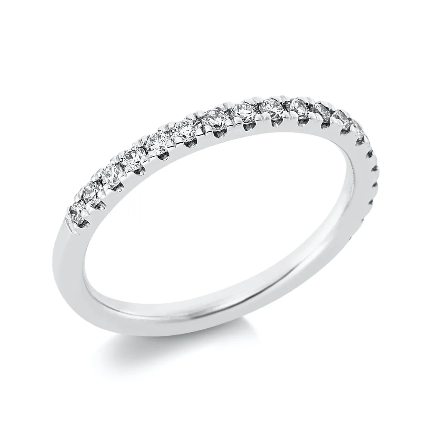 Halb-Memoire Ring aus 750 Weißgold 19 Brillanten 0,33ct TW-SI B:2,2mm