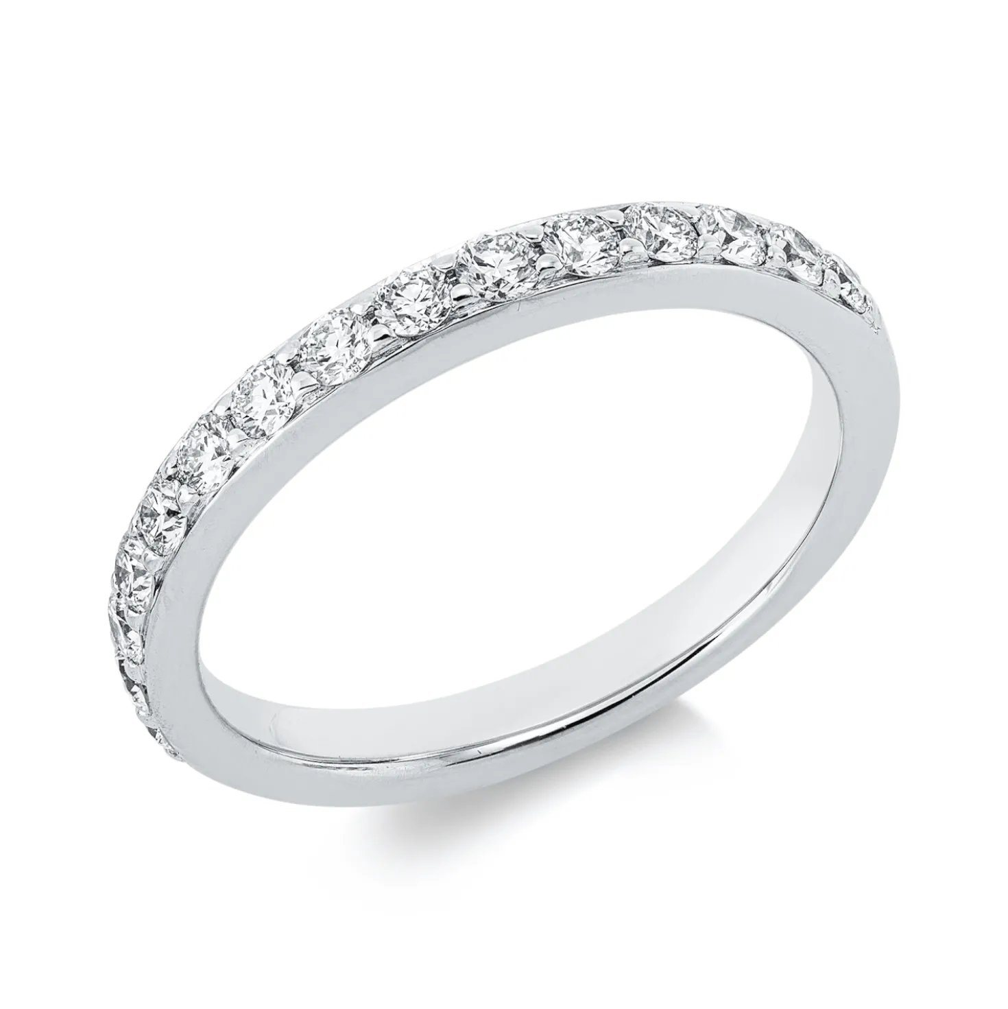 Halb-Memoire Ring aus 750 Weißgold 15 Brillanten 0,5ct TW-SI B:2,8mm