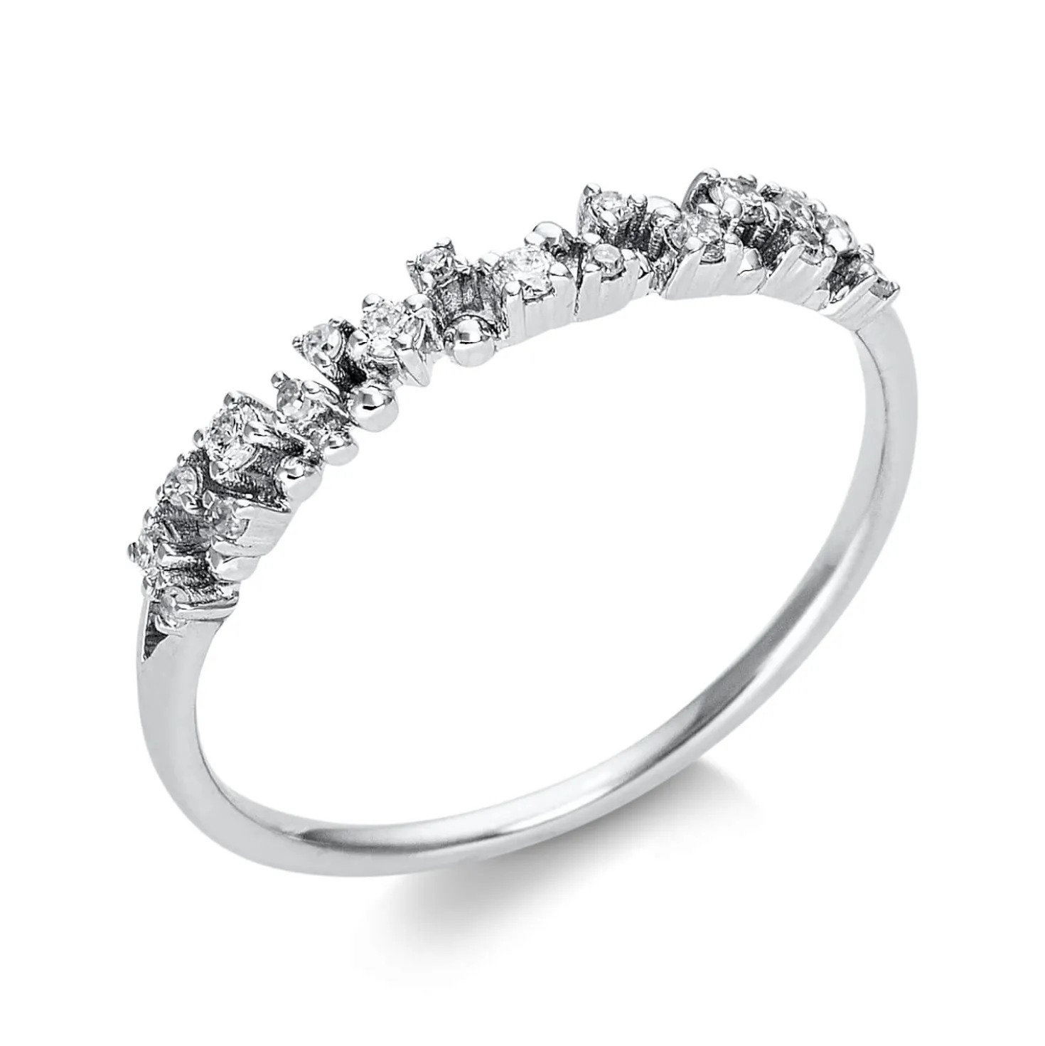 Halb-Memoire Ring aus 750 Weißgold 18 Brillanten 0,12ct TW-SI B:2,7mm