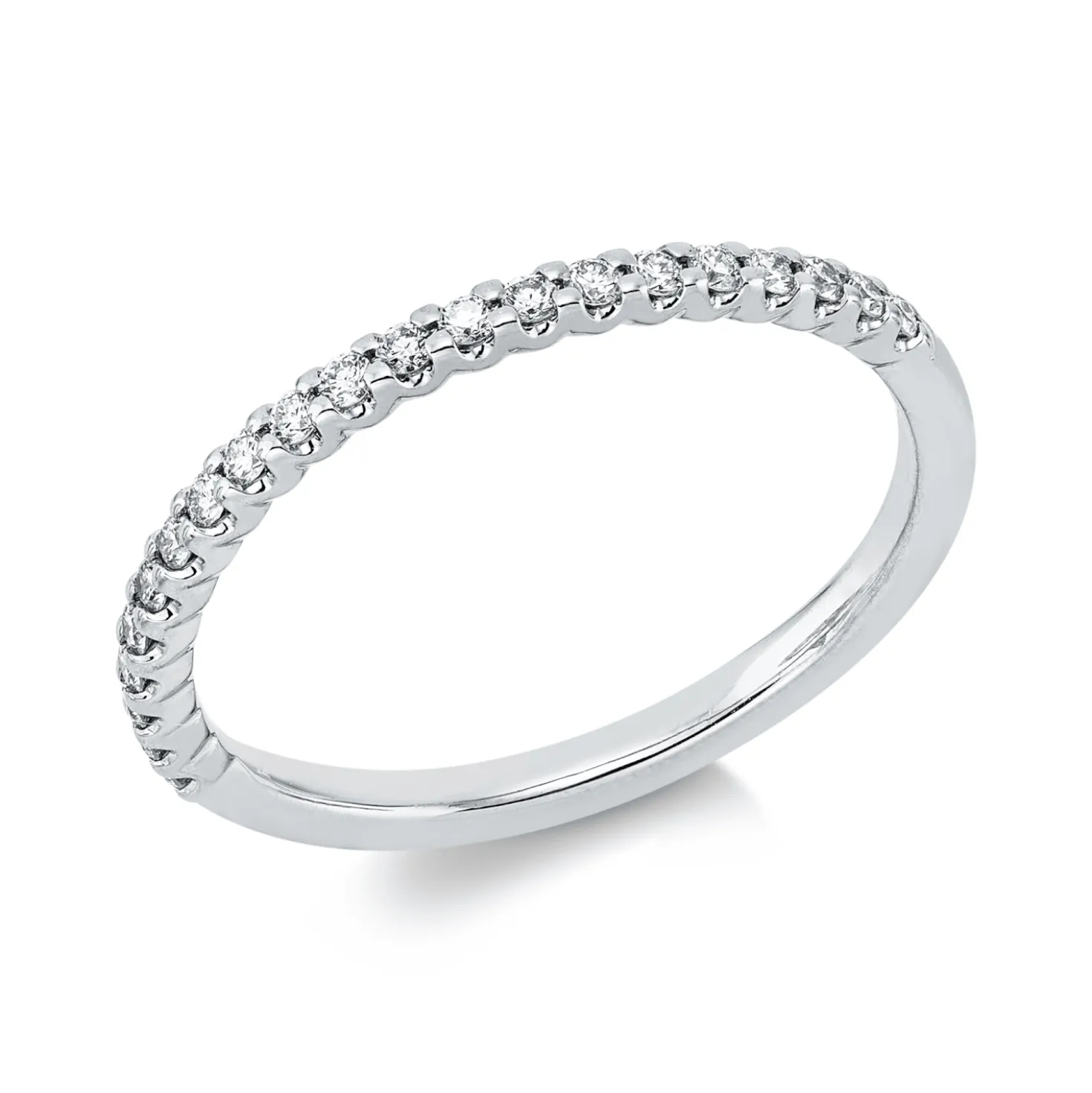 Halb-Memoire Ring aus 750 Weißgold 21 Brillanten 0,19ct TW-SI B:1,7mm