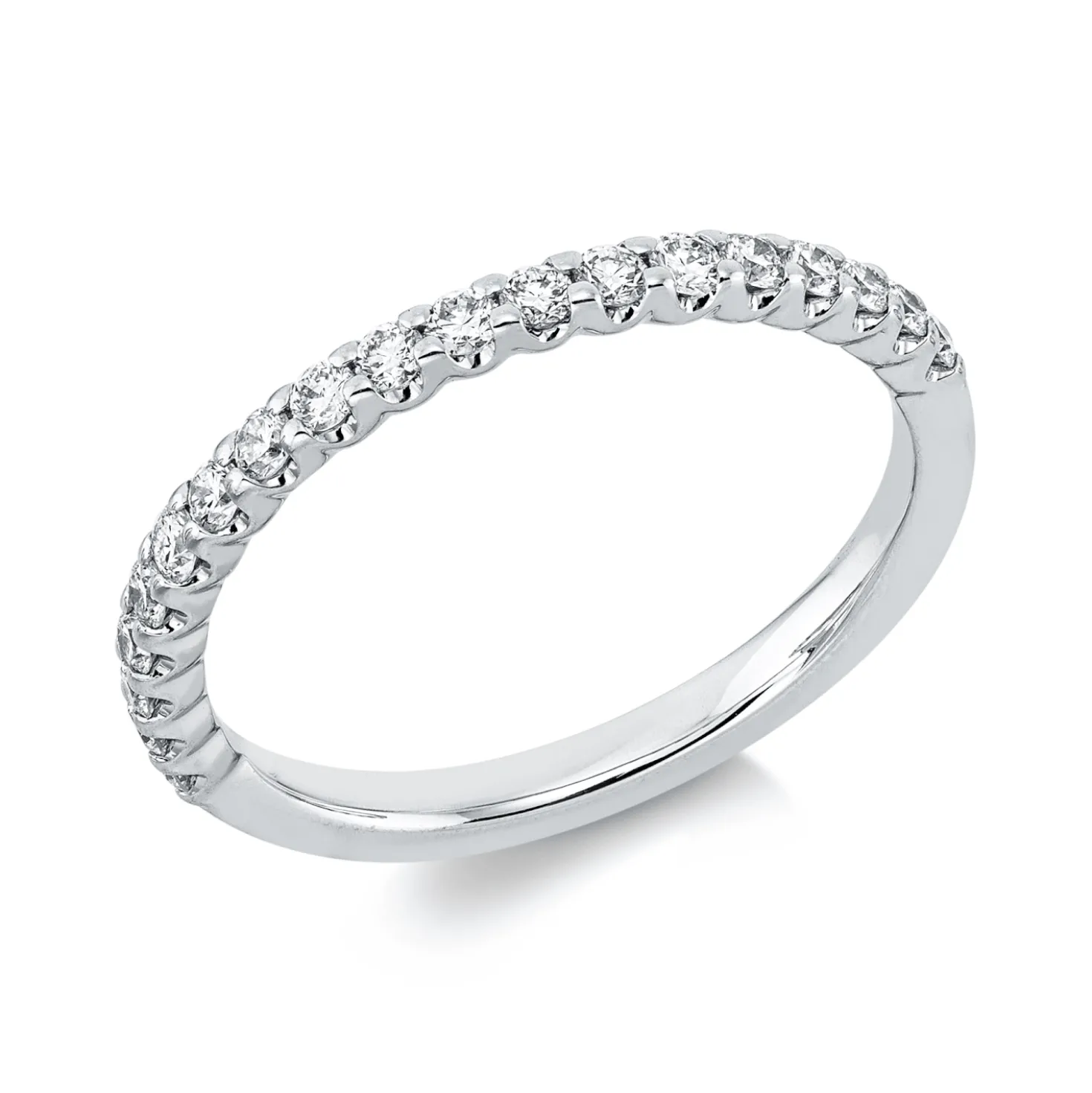 Halb-Memoire Ring aus 750 Weißgold 19 Brillanten 0,36ct TW-SI B:1,9mm