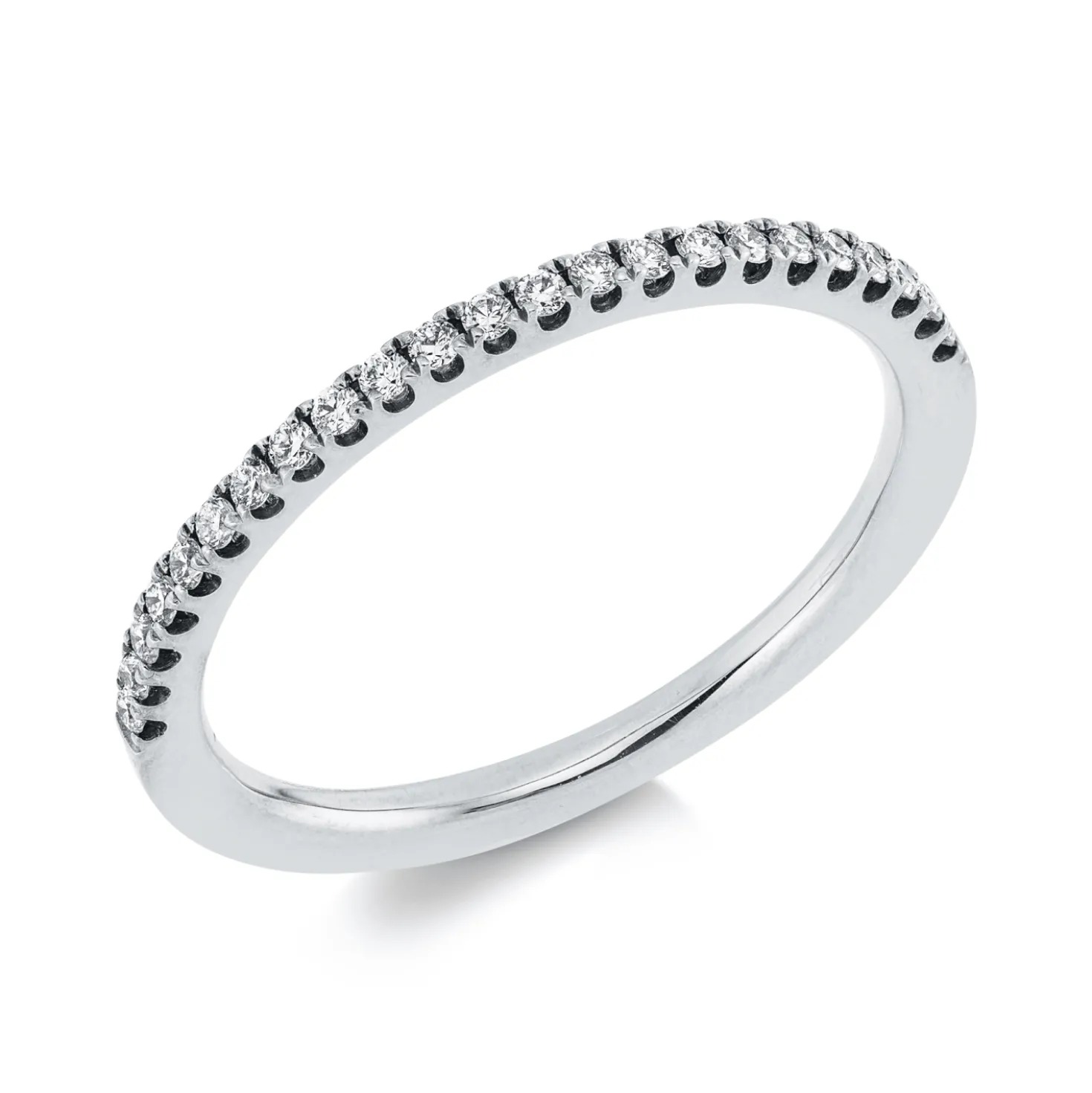 Halb-Memoire Ring aus 750 Weißgold 23 Brillanten 0,16ct TW-SI S:1,6mm