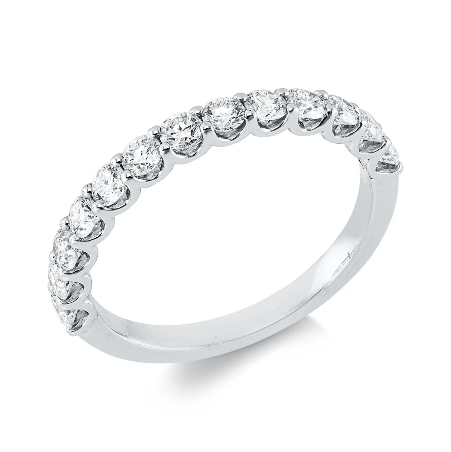 Halb-Memoire Ring aus 750 Weißgold 13 Brillanten 0,75ct TW-VSI/SI B:2,4mm