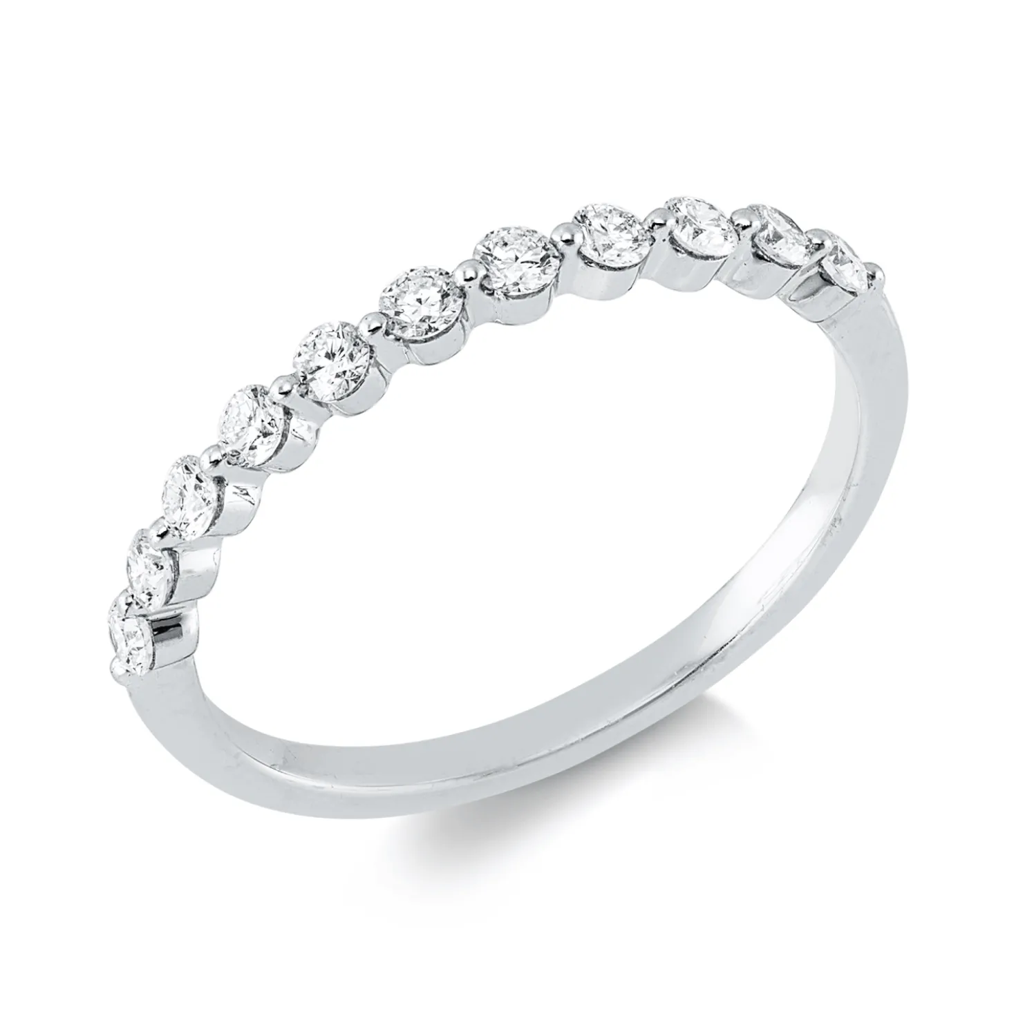 Halb-Memoire Ring aus 750 Weißgold 11 Brillanten 0,31ct TW-VSI/SI B:1,9mm