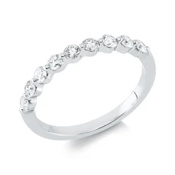 Halb-Memoire Ring aus 750 Weißgold 9 Brillanten 0,5ct TW-VSI/SI B:2,3mm