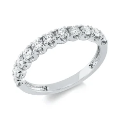 Halb-Memoire Ring aus 750 Weißgold 11 Brillanten 0,57ct TW-VSI/SI B:3,1mm