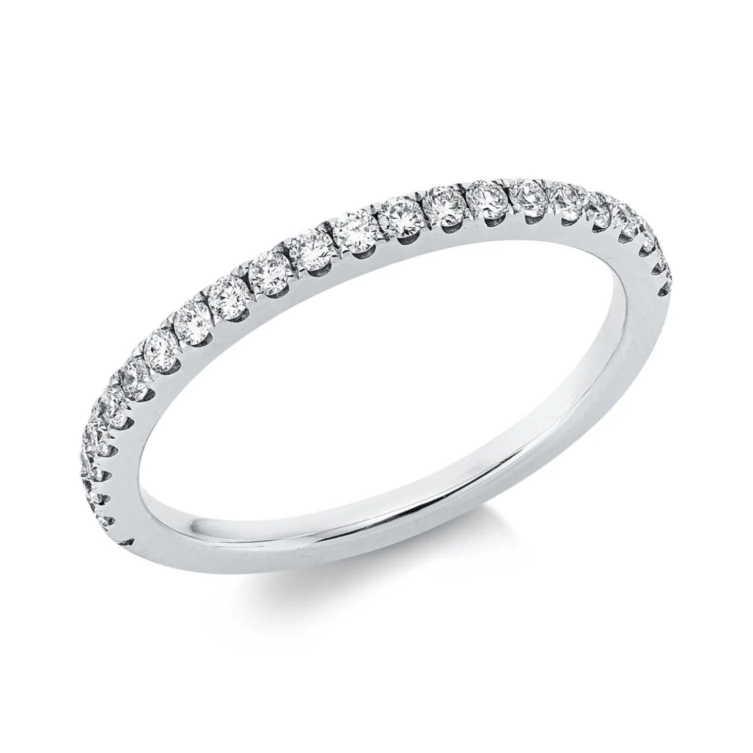 Halb-Memoire Ring aus 750 Weißgold 22 Diamanten 0,22ct TW-SI B:1,5mm