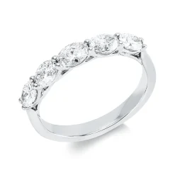 Halb-Memoire Ring aus 750 Weißgold 5 Diamanten Oval-Schliff 0,93ct TW-VSI B:3,4mm