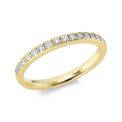 Halb-Memoire Ring schmal aus 750 Gelbgold 17 Brillanten 0,3ct si-si B:2,4mm