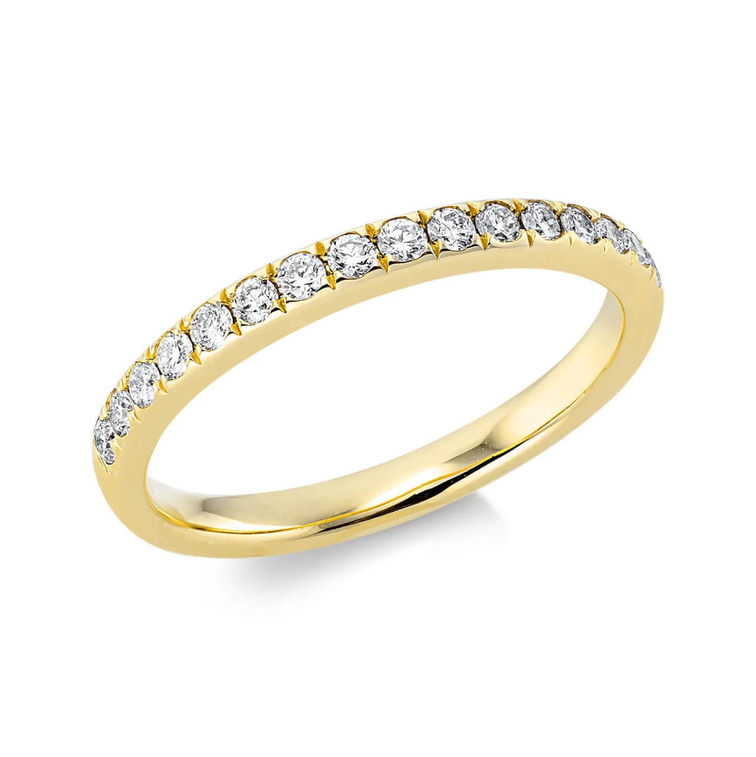 Halb-Memoire Ring schmal aus 750 Gelbgold 17 Brillanten 0,3ct si-si B:2,4mm