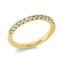 Halb-Memoire Ring schmal aus 750 Gelbgold 17 Brillanten 0,39ct TW-SI B:2,3mm