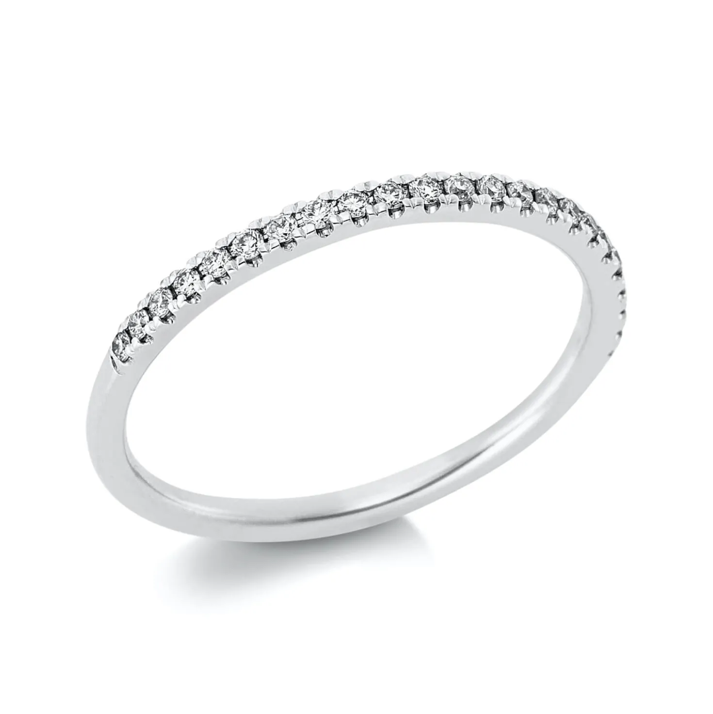 Halb-Memoire Ring schmal aus 950 Platin 23 Brillanten 0,15ct TW-SI B:1,7mm
