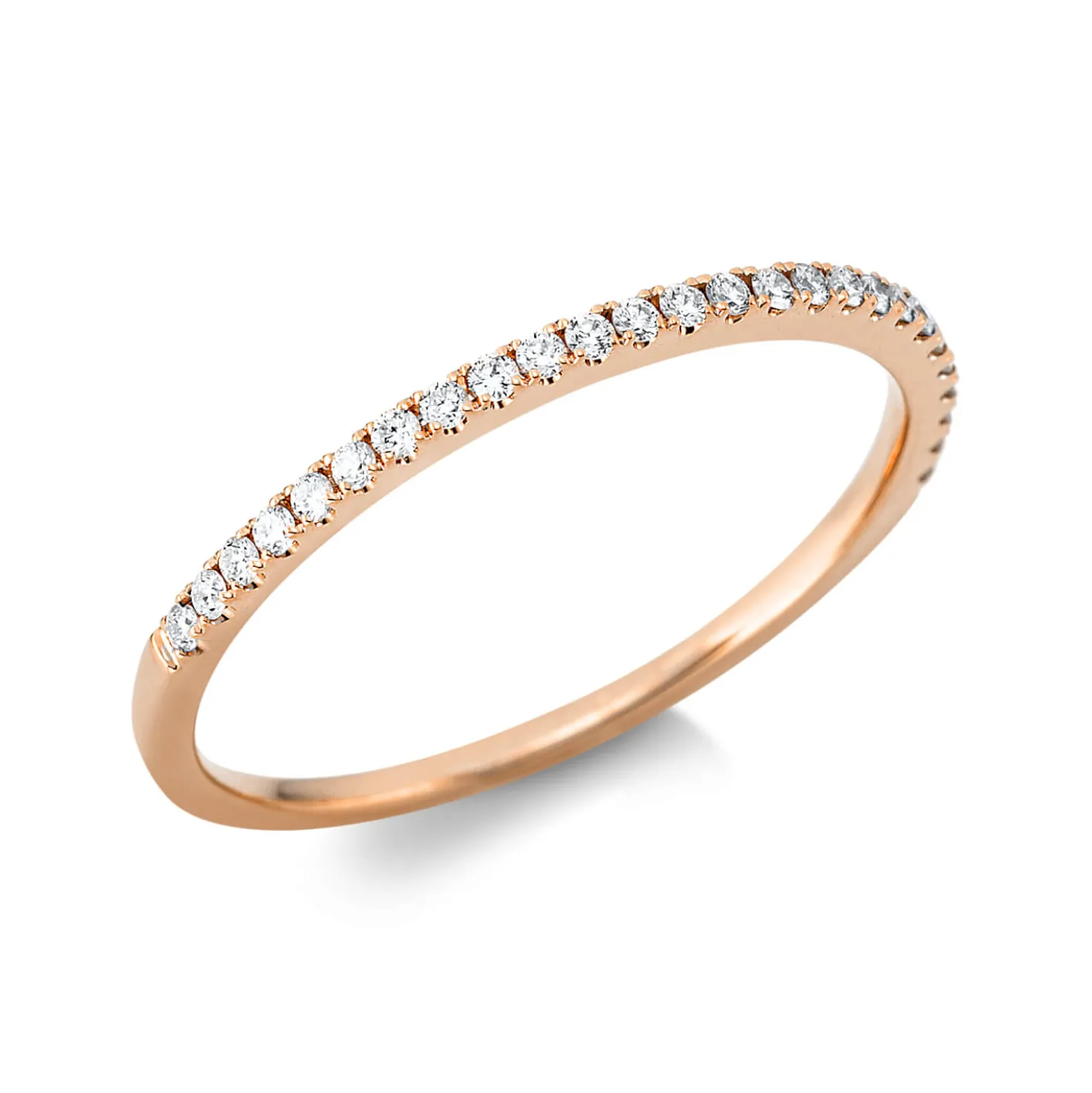 Halb-Memoire Ring schmal aus 750 Rotgold 26 Brillanten 0,13ct TW-SI B:1,2mm