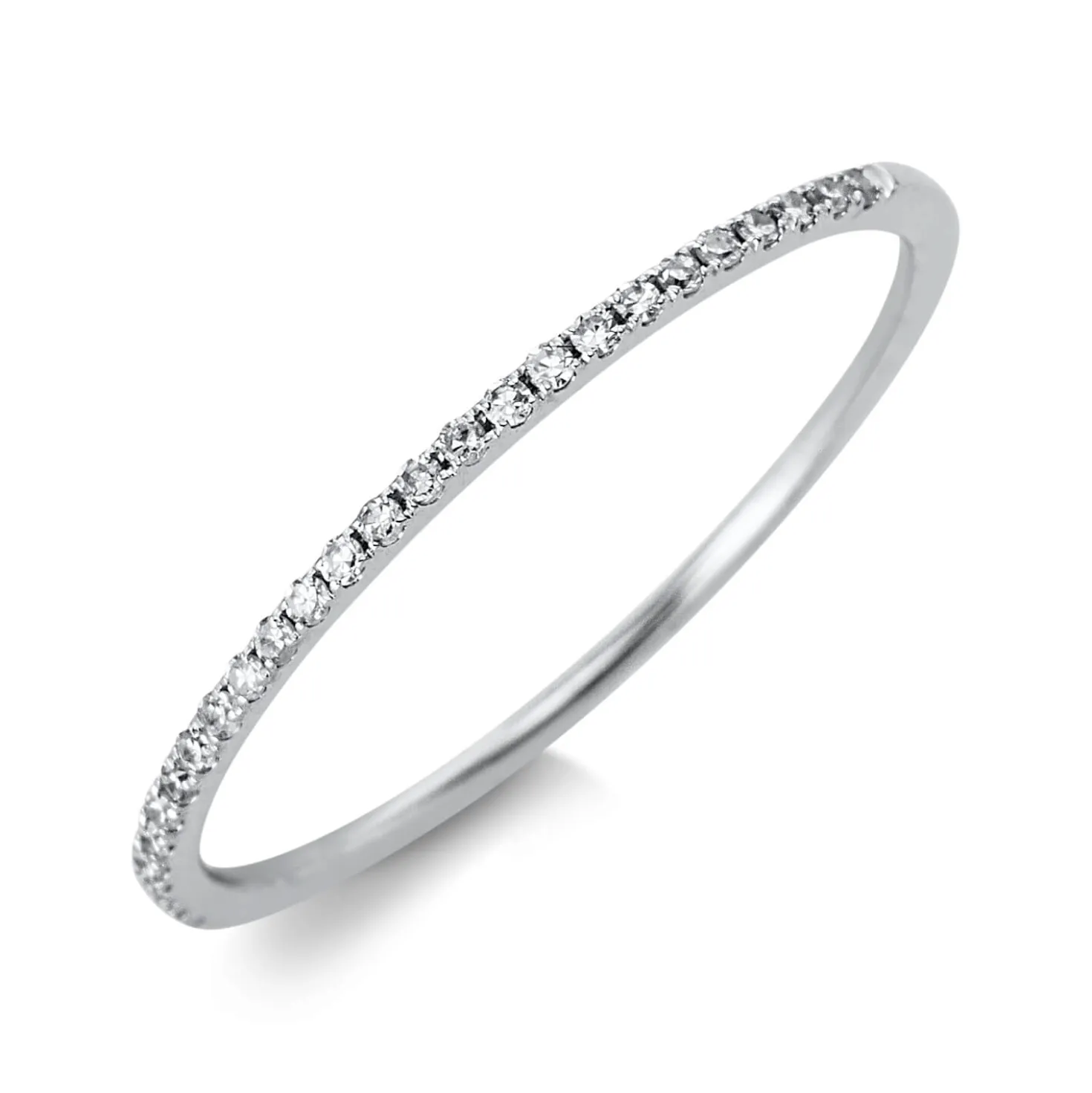 Halb-Memoire Ring schmal aus 750 Weißgold 27 Diamanten 0,08ct TW-SI B:0,9mm