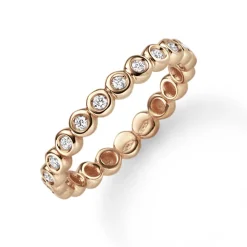Halbmemory-Ring Damenring aus 585 Gold Rotgold mit 11 Diamanten 0.15ct TW-SI
