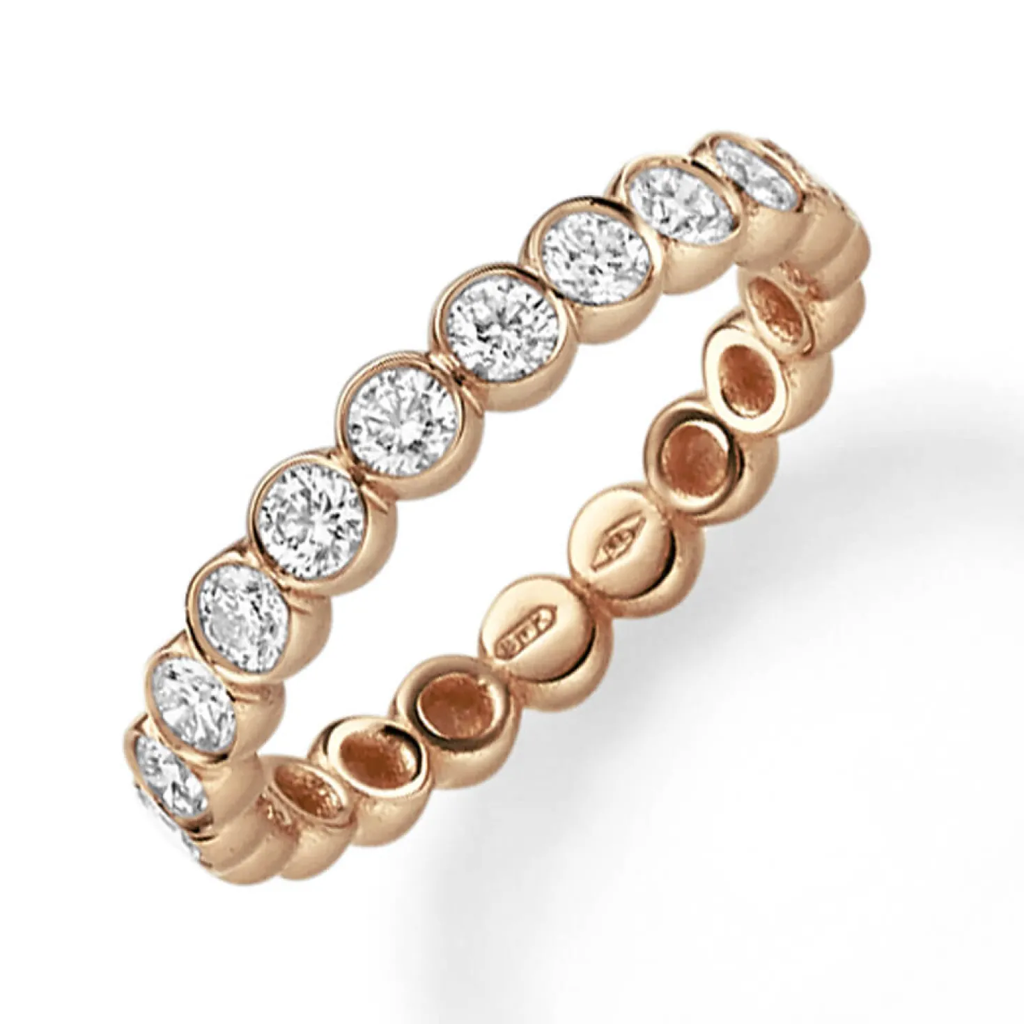 Halbmemory-Ring Damenring aus 585 Gold Rotgold mit 11 Diamanten 0.62ct TW-SI