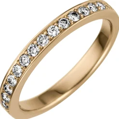 Halbmemory-Ring mit 17 Diamanten Brillanten 0,5 Ct W/SI 585 Gold Gelbgold Damen