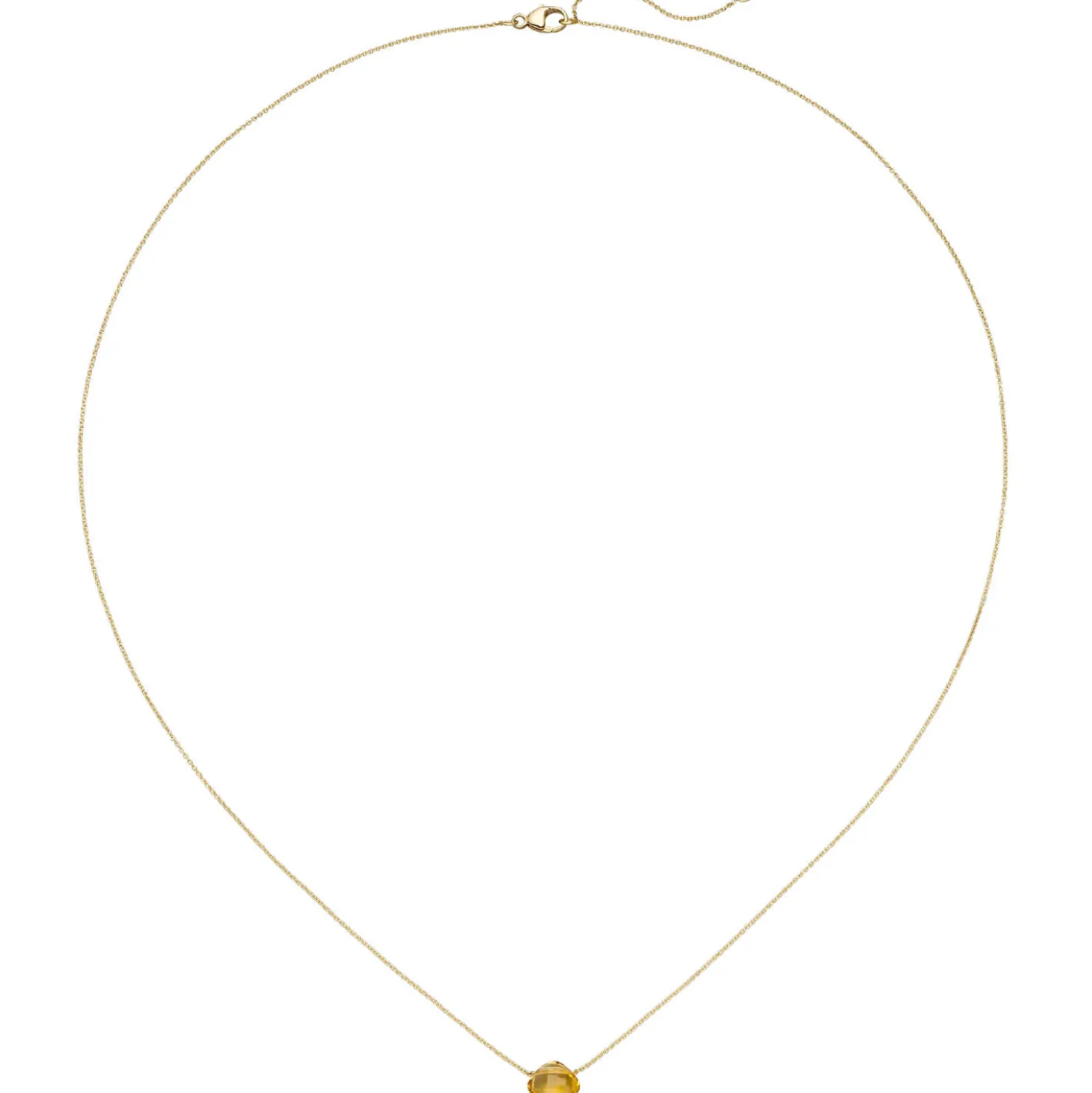 Halskette Collier aus 750 Gold Gelbgold mit Citrin orange facettiert 45cm