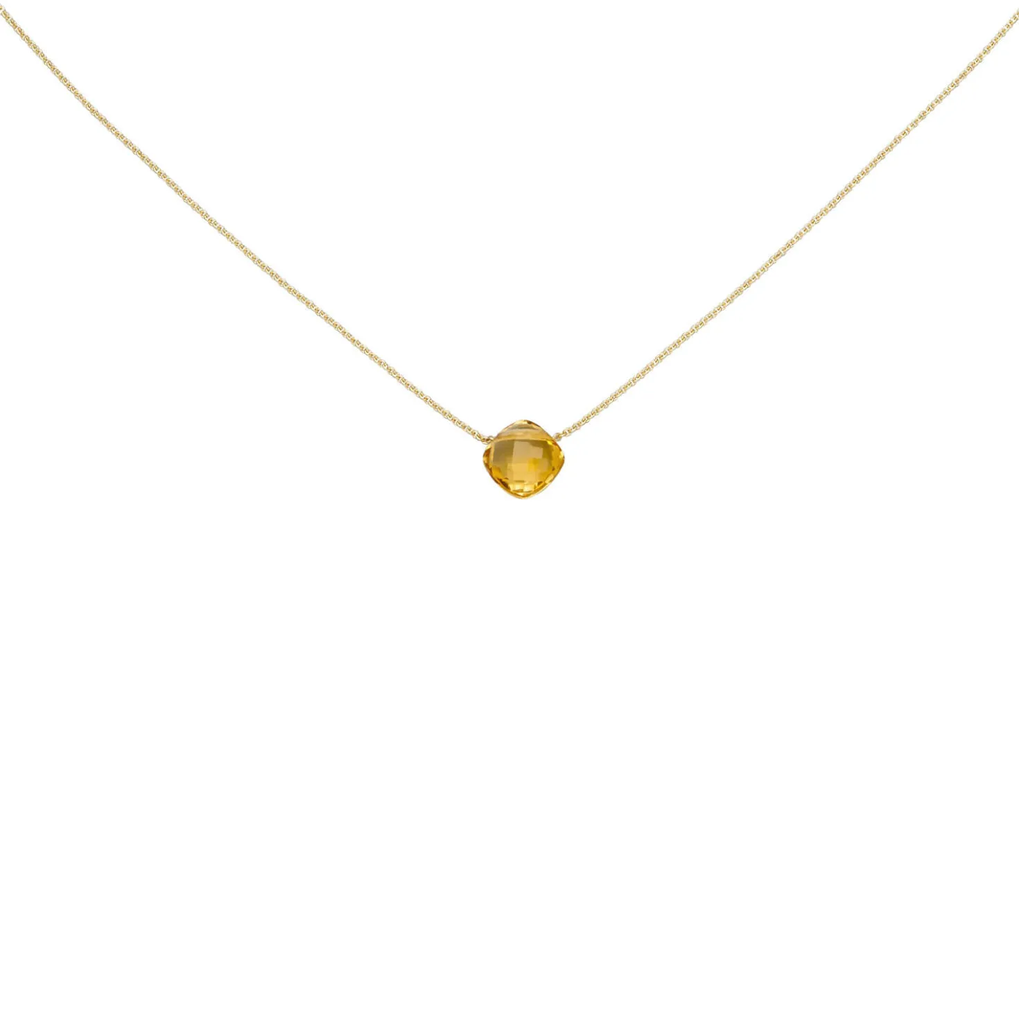 Halskette Collier aus 750 Gold Gelbgold mit Citrin orange facettiert 45cm