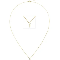 Halskette Collier aus 750 Gold Gelbgold mit 5 Diamanten 0,05 ct 45cm